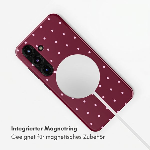 Selencia Vivid Rückabdeckung mit MagSafe Samsung Galaxy S25 - Happy Dots Burgundy