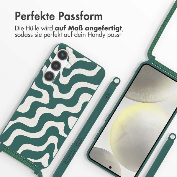 imoshion SilikonHülle design mit Band Samsung Galaxy S24 Plus - Petrol Green Groovy