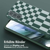 Selencia SilikonHülle design mit abnehmbarem Band Samsung Galaxy S21 - Irregular Check Green