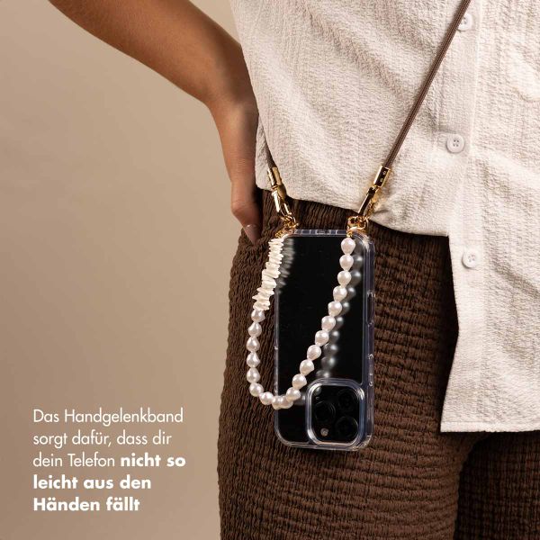 Selencia Handykette Set mit Perlen und Muscheln - Mocha Brown