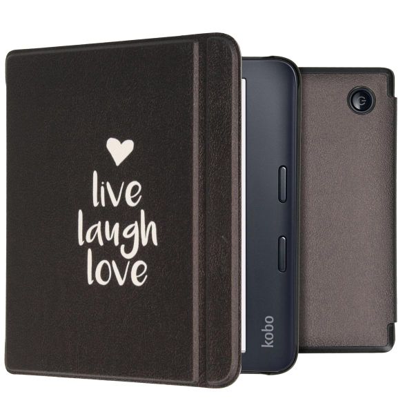 imoshion Design Slim Hard Case Sleepcover mit Stand Kobo Libra 2 / Tolino Vision 6 - Live Laugh Love