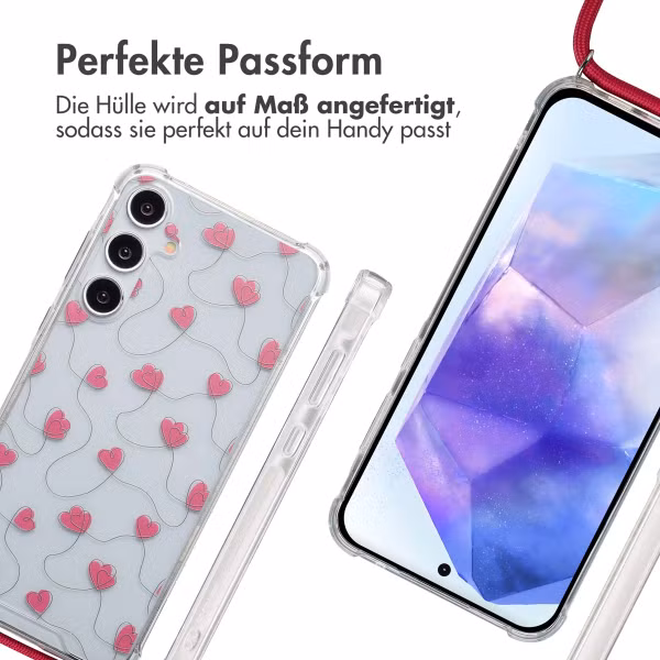 imoshion Design Hülle mit Band Samsung Galaxy A55 - Dusty Rose Connected Hearts
