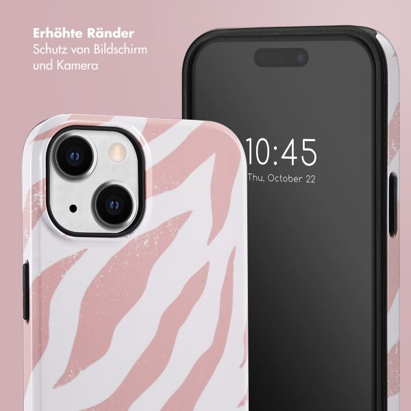 Selencia Vivid Tough Back Cover für das iPhone 14 - Colorful Zebra Old Pink