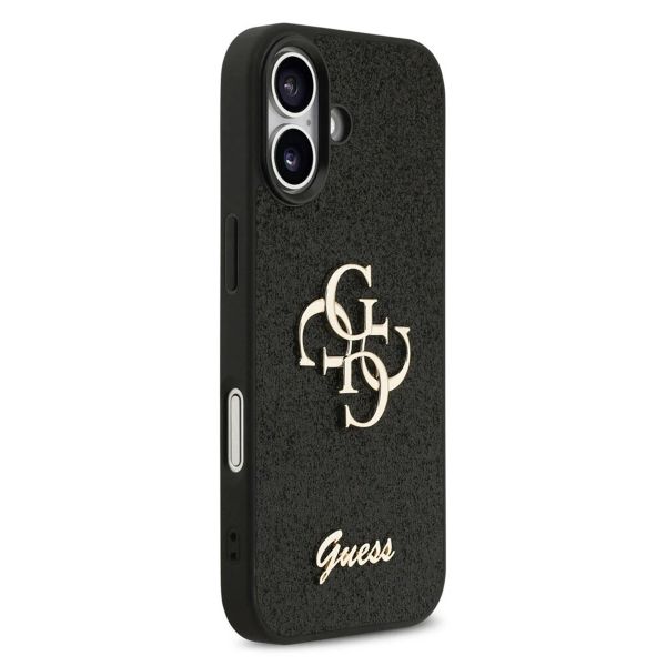 Guess 4G Metal Logo Back Cover mit Glitter Apple iPhone 17 - Schwarz