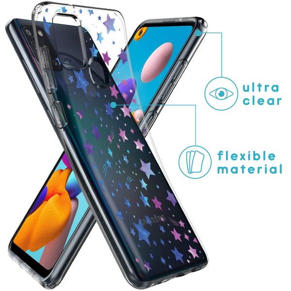 imoshion Design Hülle für das Samsung Galaxy A21s - Stars - Violett