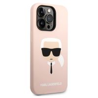 Karl Lagerfeld Karl's Head Liquid Silikonhülle MagSafe iPhone für das 14 Pro - Rosa