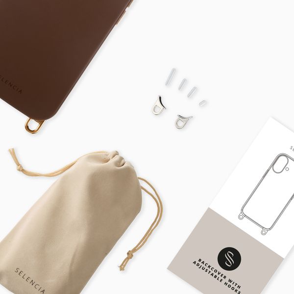 Selencia Rivièra Backcover mit MagSafe mit abnehmbaren Haken iPhone 12 / 12 Pro - Choco Brown