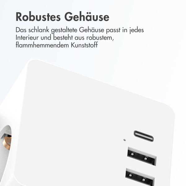 Accezz PowerCube | 6-in-1 - 1x USB-C + 2x USB-A + 3x Steckdose - 4000 Watt - Weiß