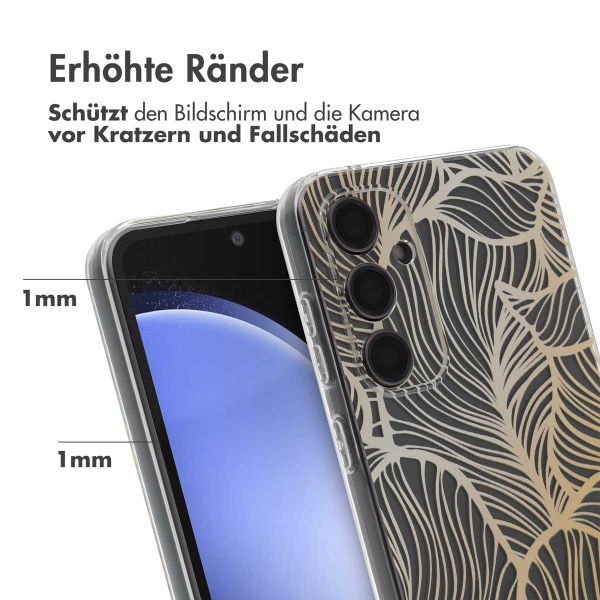 imoshion Design Hülle Samsung Galaxy S23 FE - Golden Leaves Transparent