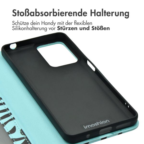 imoshion Design Klapphülle für das Motorola Moto G24 Power - Black Blue Stripes