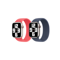 Apple 2 Pack Geflochtenes Solo Loop für Apple Watch | 44/45/46/49 mm - Größe 6 - Guave/ Storm Blue