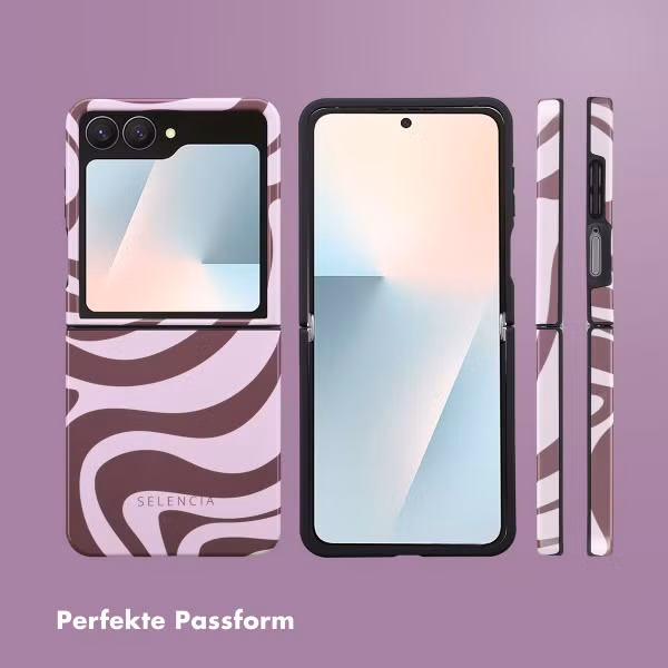 Selencia Vivid Back Cover Samsung Galaxy Z Flip 7 - Wavy Swirl Pink Plum