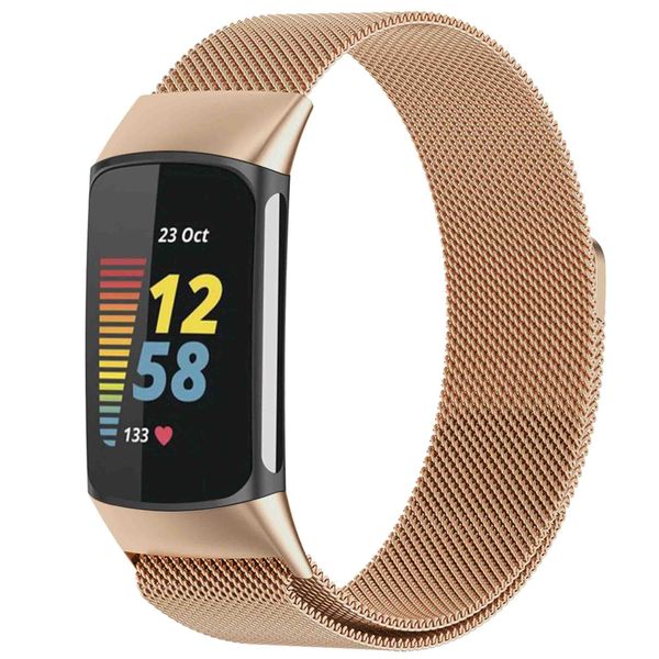 imoshion Mailändische Magnetarmband für das Fitbit Charge 5 / Charge 6 - Größe M - Rose Gold