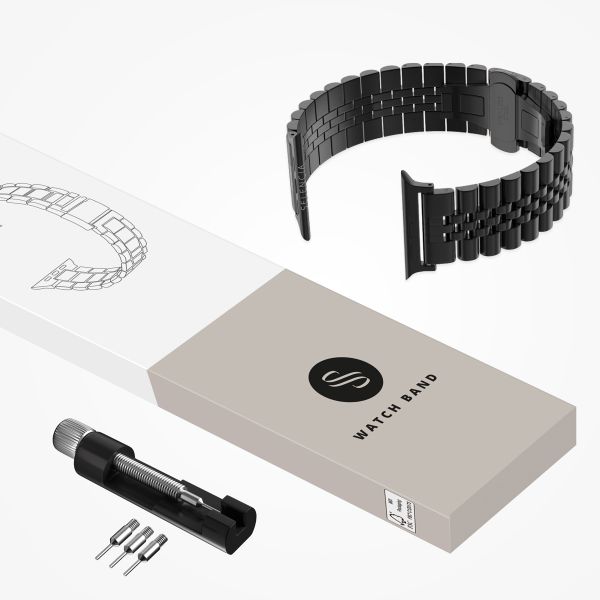 Selencia Jubilee-Edelstahlarmband für Apple Watch Series 1 t/m 9 / SE (38/40/41 mm) | Series 10 / 11 (42 mm) - Schwarz
