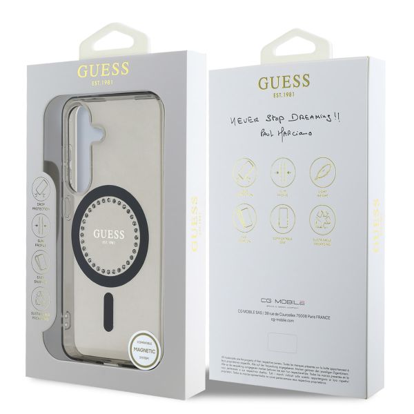 Guess MagSafe IML Strass Hülle Samsung Galaxy S25 - Schwarz