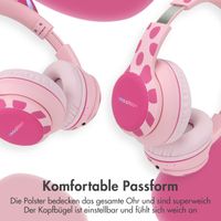 imoshion Kabellose Kinderkopfhörer Unicorn LED Light - Dezibelbegrenzer - Mit AUX-Kabel - Pink / Hot Pink