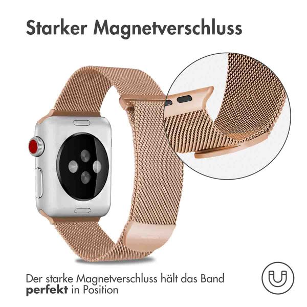 imoshion Mailändische Magnetarmband für die Apple Watch Series 1 bis 9 / SE (38/40/41 mm) | Series 10 (42 mm) - Größe M - Rose Gold