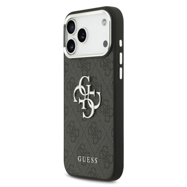 Guess 4G Metal Logo Back Cover Apple iPhone 17 Pro Max - Silver Edge - Black