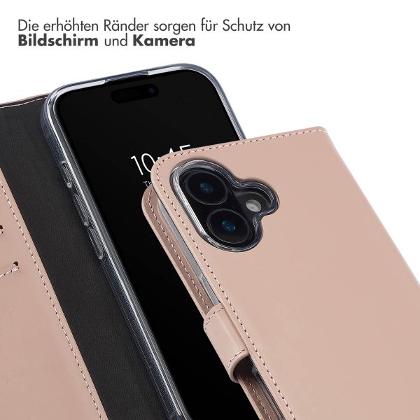 Selencia Echtleder Klapphülle für das iPhone 16 Plus - Dusty Pink