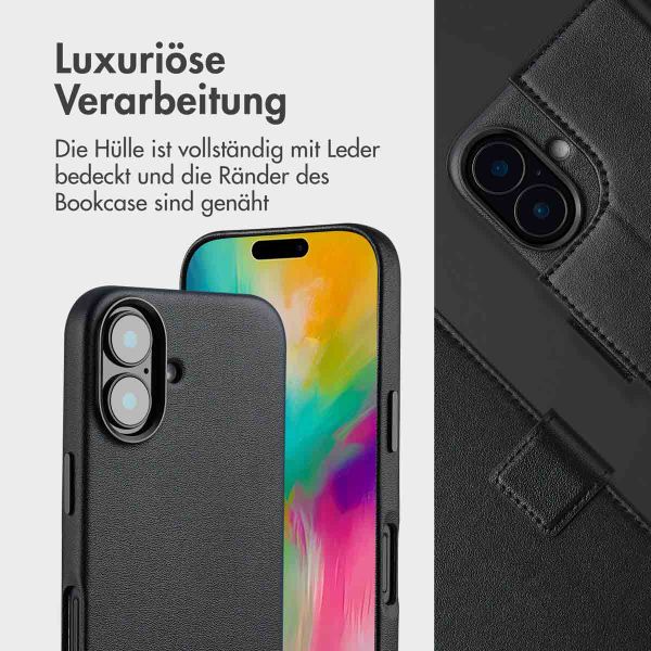 Accezz 2-in-1 Klapphülle aus Leder mit MagSafe für das Apple iPhone 16 - Onyx Black