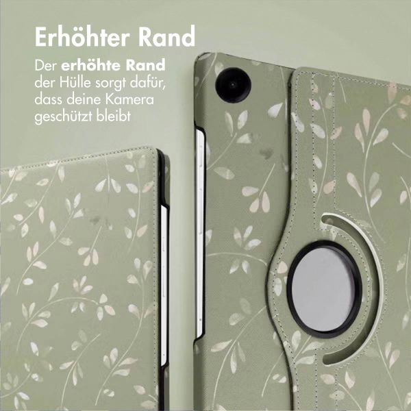 imoshion 360° drehbare Design Klapphülle Samsung Galaxy Tab A9 Plus - Green Flowers