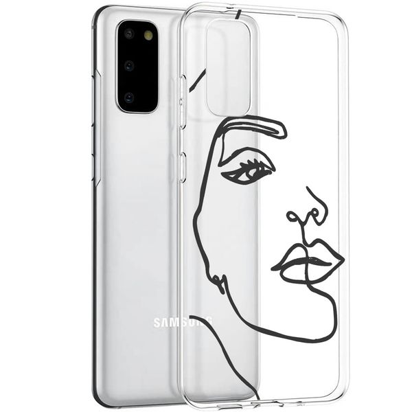 imoshion Design Hülle Samsung Galaxy S20 - Line Art Woman Black
