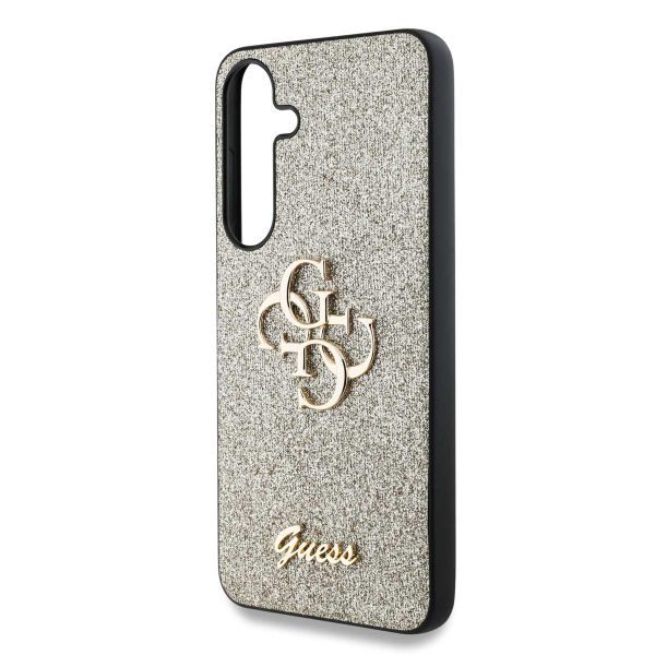 Guess 4G Metal Logo Back Cover mit Glitter Samsung Galaxy S25 Plus - Gold