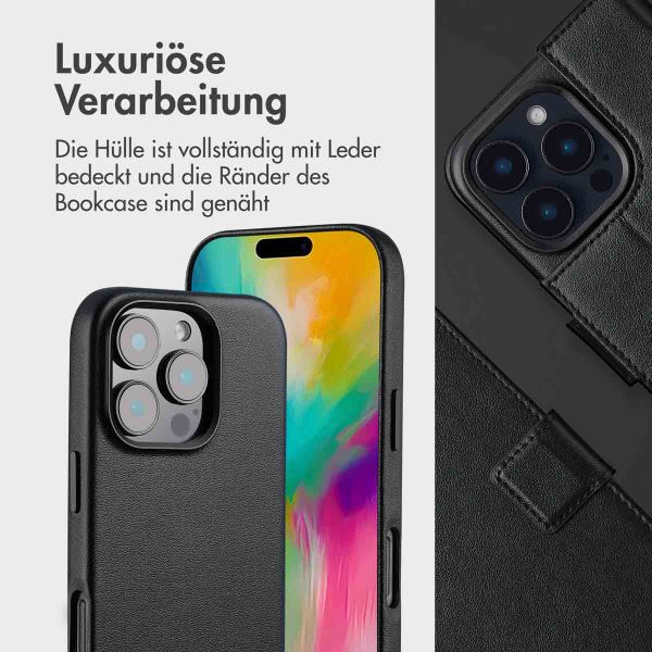 Accezz 2-in-1 Klapphülle aus Leder mit MagSafe für das iPhone 16 Pro - Onyx Black