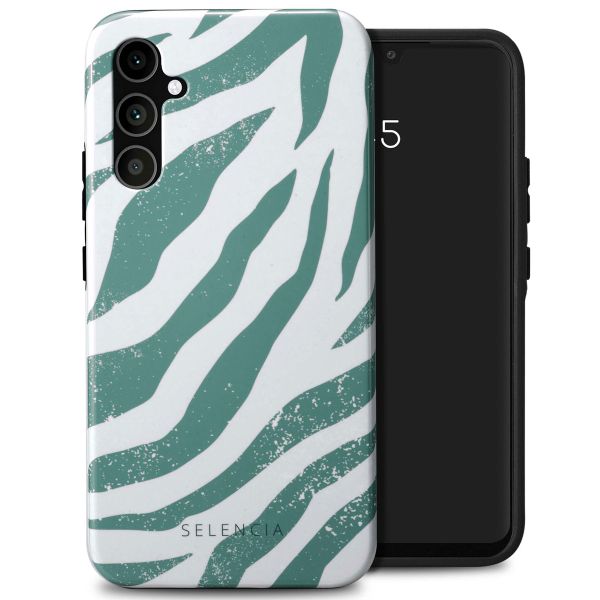 Selencia Vivid Tough Back Cover für das Samsung Galaxy A34 (5G) - Colorful Zebra Pine Blue