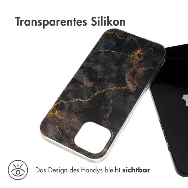 imoshion Design Hülle Apple iPhone 15 - Black Marble Transparent