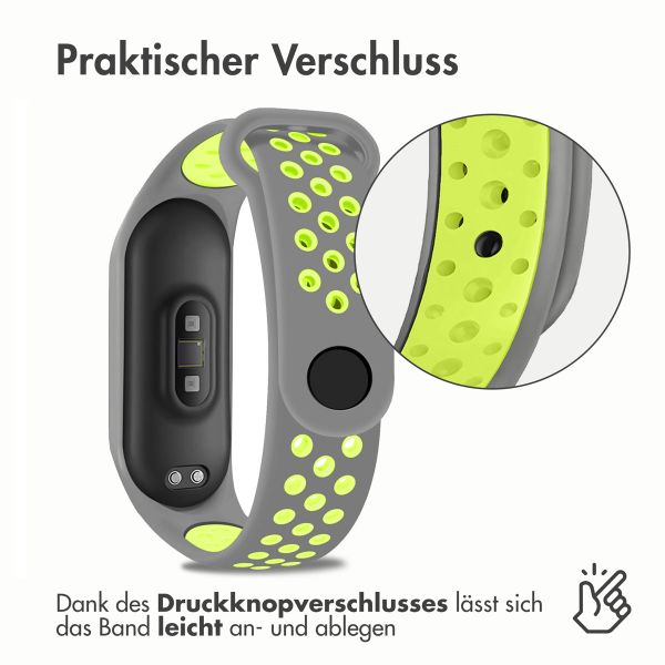 imoshion Silikonband Sport für das Xiaomi Mi Band 3 / 4 - Grau / Lime