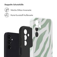 Selencia Vivid Tough Back Cover für das Samsung Galaxy A15 (5G/4G) - Colorful Zebra Sage Green