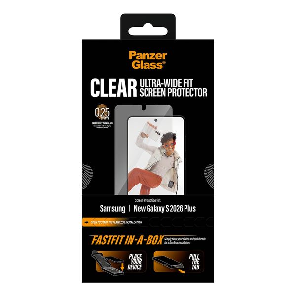 PanzerGlass Ultra Wide Fit FastFit in-a-box Screen Protector Samsung Galaxy S26 Plus
