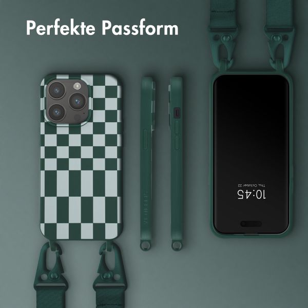 Selencia SilikonHülle design mit abnehmbarem Band Apple iPhone 14 Pro - Irregular Check Green