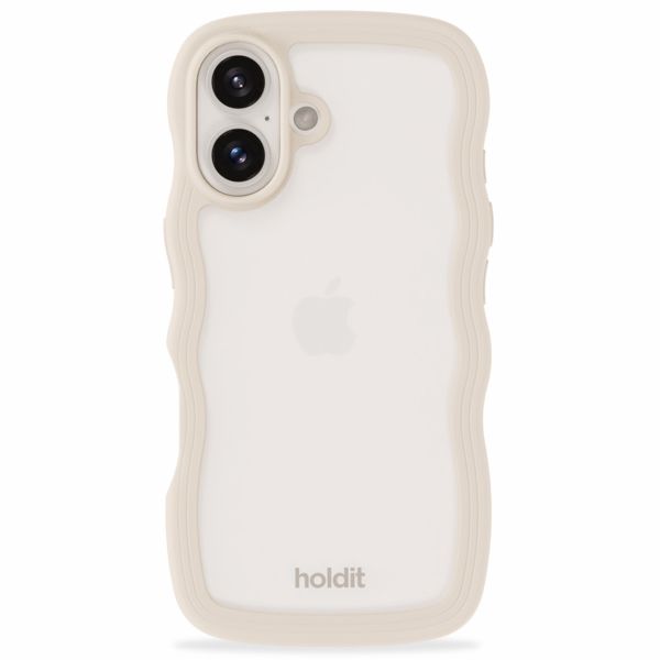 Holdit Wavy Case für das iPhone 16 - Light Beige / Transparent