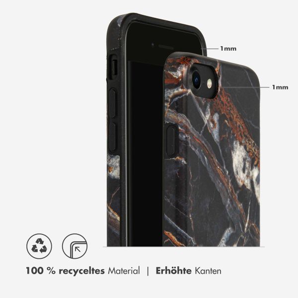 Selencia Aurora Fashion Back Case für das iPhone SE (2022 / 2020) / 8 / 7 - ﻿Strapazierfähige Hülle - 100 % recycelt - Schwarzer Marmor