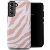 Selencia Vivid Tough Back Cover für das Samsung Galaxy S21 FE - Colorful Zebra Old Pink