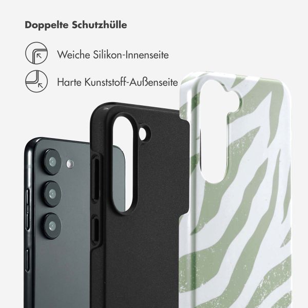 Selencia Vivid Back Cover Samsung Galaxy S23 - Colorful Zebra Sage Green