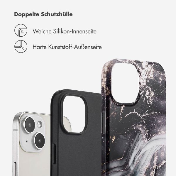 Selencia Vivid Tough Back Cover für das iPhone 14 - Chic Marble Black