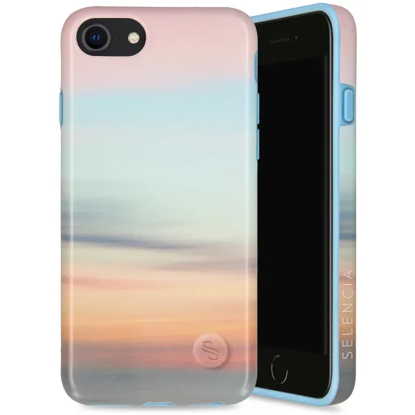 Selencia Aurora Fashion Back Case für das iPhone SE (2022 / 2020) / 8 / 7 - ﻿Strapazierfähige Hülle - 100 % recycelt - Sky Sunset Multicolor