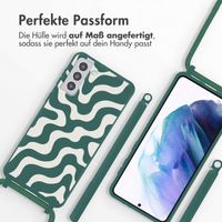 imoshion SilikonHülle design mit Band Samsung Galaxy S21 Plus - Petrol Green Groovy