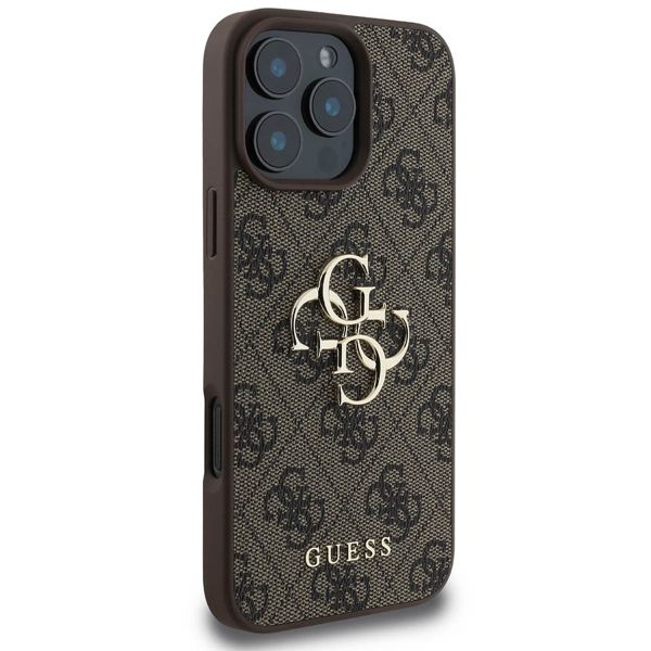 Guess 4G Metal Logo Back Cover für das iPhone 16 Pro Max - Braun