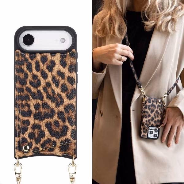 Selencia Nova HandyHülle mit Kordel und Kartenhalter Apple iPhone Air - Leopard