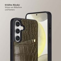 Selencia Nova Croco HandyHülle mit Kordel und Kartenhalter Samsung Galaxy S24 / S25 - Dark Olive