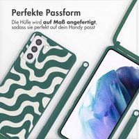 imoshion Silikonhülle design mit Band für das Samsung Galaxy S21 - Petrol Green Groovy