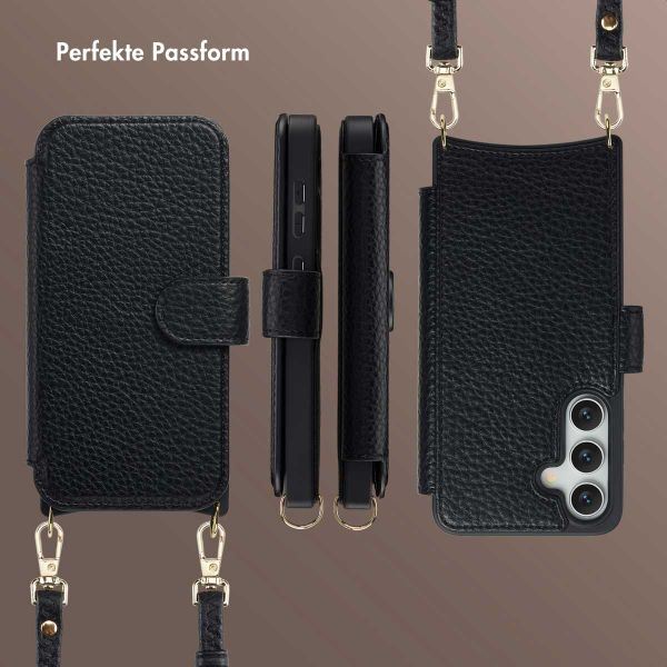 Selencia Riva Bookcase mit MagSafe und Handgelenkband Samsung Galaxy S24 / S25 - Schwarz