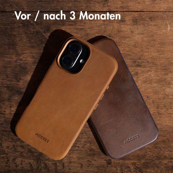 Accezz Vintage Leather Magsafe Backcover iPhone 16 - Tabacco Cognac