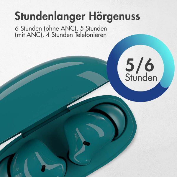 imoshion Aura Pro Earbuds – Kabellose Kopfhörer – Kabellose Bluetooth-Kopfhörer – Mit ANC-Geräuschunterdrückungsfunktion - Petrol Green