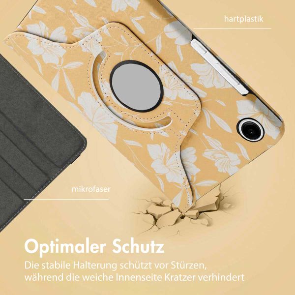 imoshion 360° drehbare Design Klapphülle Samsung Galaxy Tab A9 Plus - Yellow Flowers