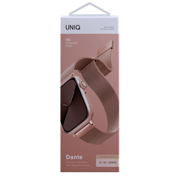 Uniq Dante Mesh-Stahlarmband für das  Apple Watch Series 1 t/m 9 / SE (38/40/41 mm) | Series 10 / 11 (42 mm) - Rose